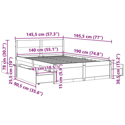 Bed Frame without Mattress 140x190 cm Solid Wood Pine