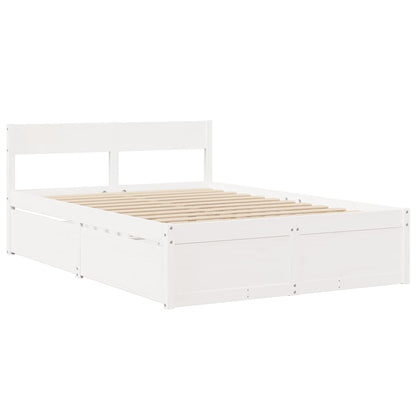 Bed Frame without Mattress White 140x190 cm Solid Wood Pine