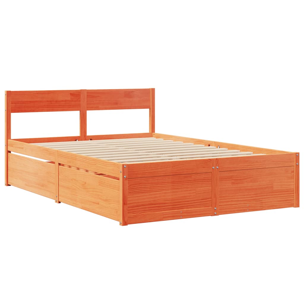 Bed Frame without Mattress Wax Brown 120x190 cm Small Double Solid Wood Pine