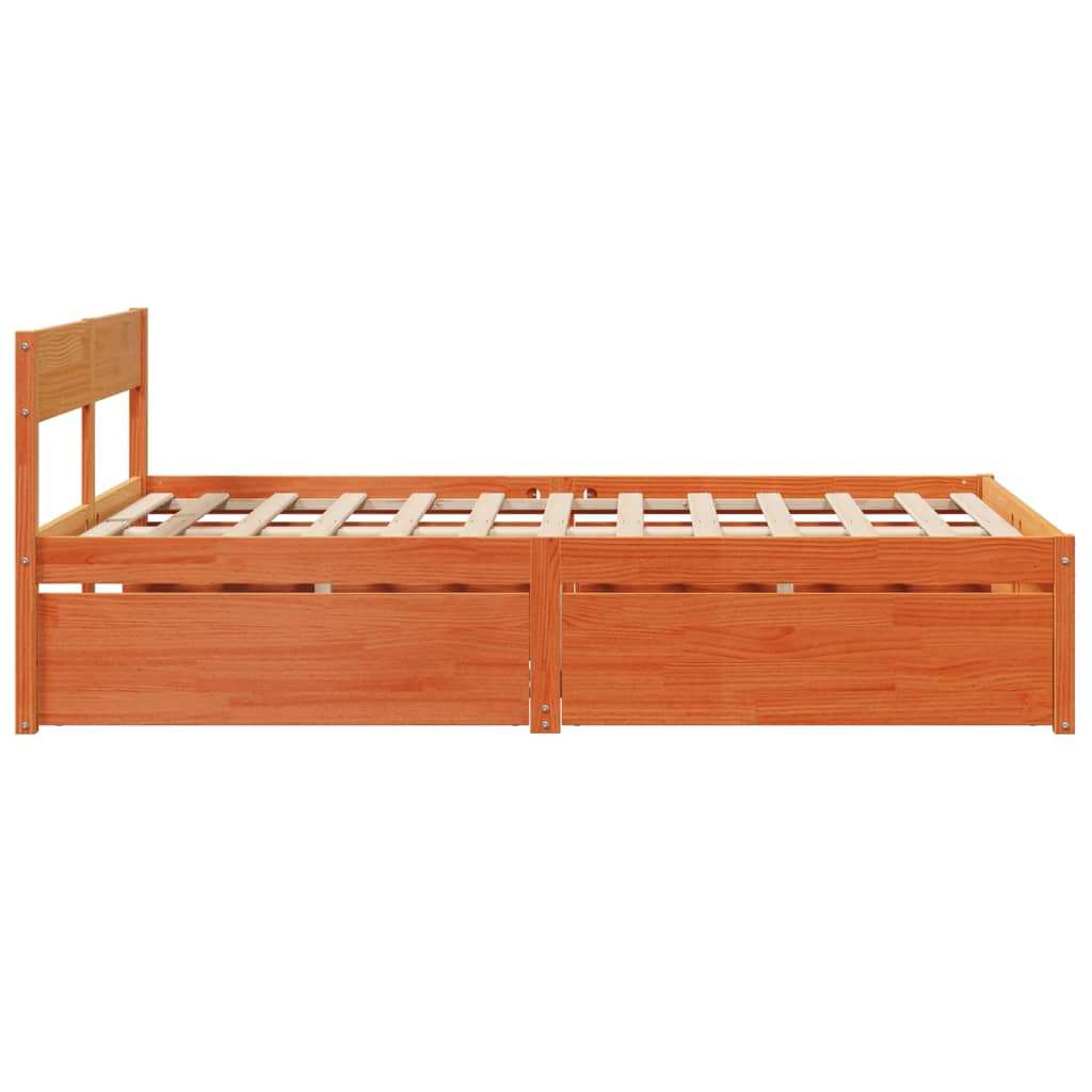 Bed Frame without Mattress Wax Brown 120x190 cm Small Double Solid Wood Pine