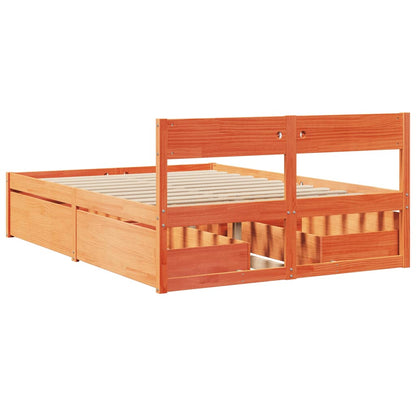 Bed Frame without Mattress Wax Brown 120x190 cm Small Double Solid Wood Pine