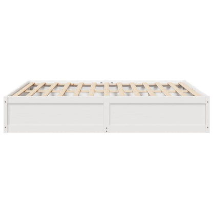 Bed Frame without Mattress White 200x200 cm Solid Wood Pine