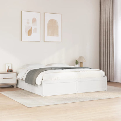 Bed Frame without Mattress White 200x200 cm Solid Wood Pine