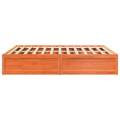 Bed Frame without Mattress Wax Brown 200x200 cm Solid Wood Pine