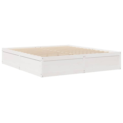 Bed Frame without Mattress White 180x200 cm Super King Solid Wood Pine