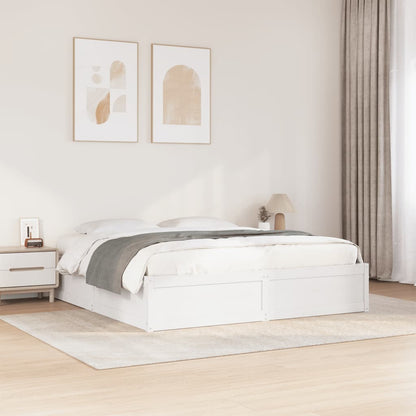 Bed Frame without Mattress White 180x200 cm Super King Solid Wood Pine