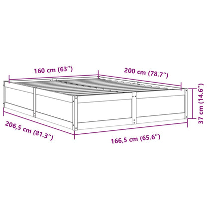 Bed Frame without Mattress 160x200 cm Solid Wood Pine