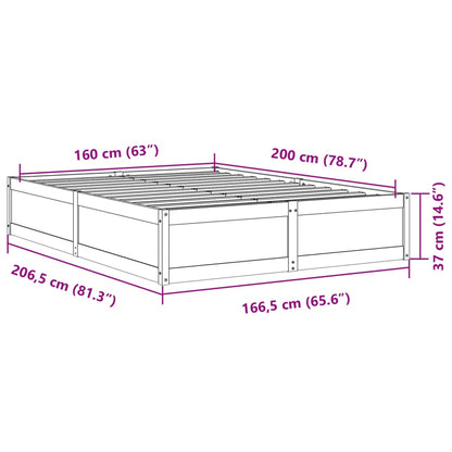 Bed Frame without Mattress White 160x200 cm Solid Wood Pine