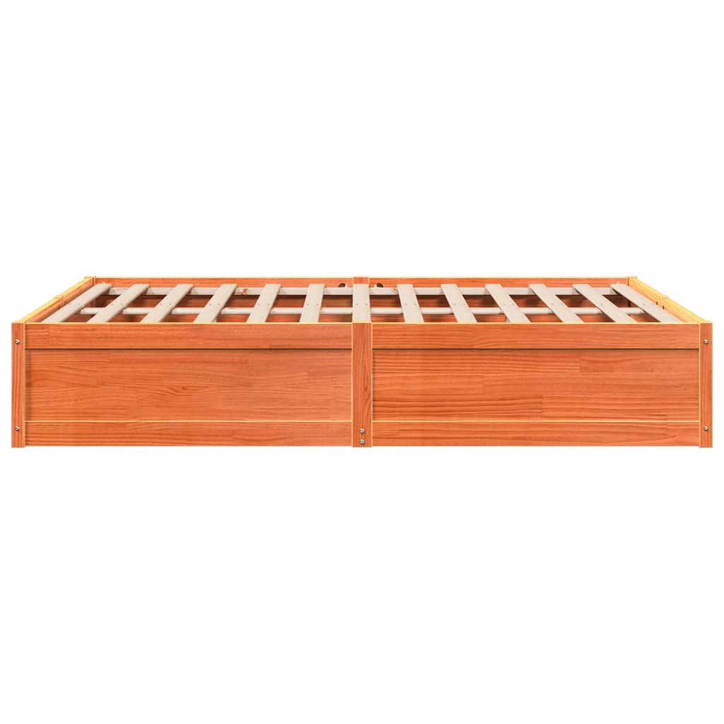 Bed Frame without Mattress Wax Brown 160x200 cm Solid Wood Pine