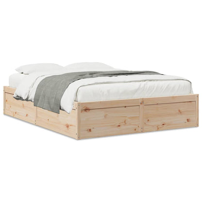 Bed Frame without Mattress 150x200 cm King Size Solid Wood Pine
