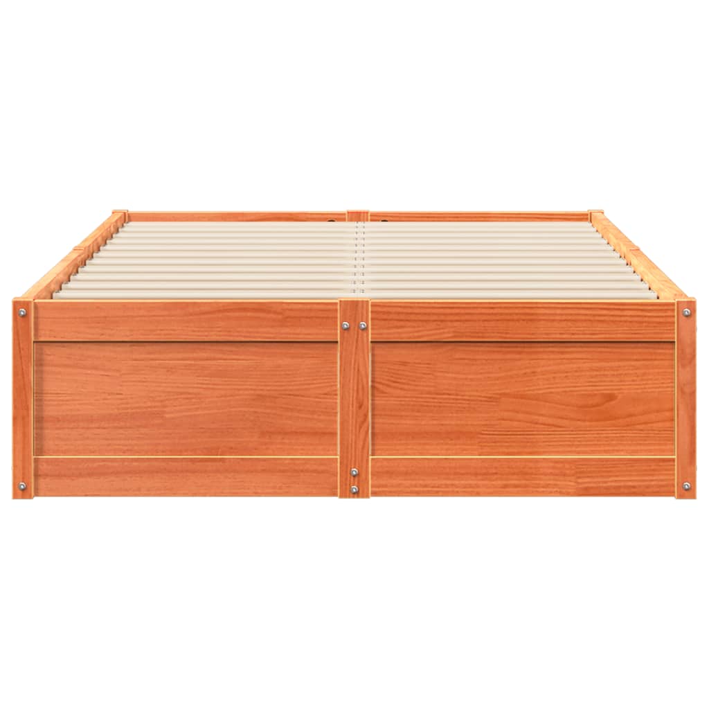Bed Frame without Mattress Wax Brown 120x200 cm Solid Wood Pine