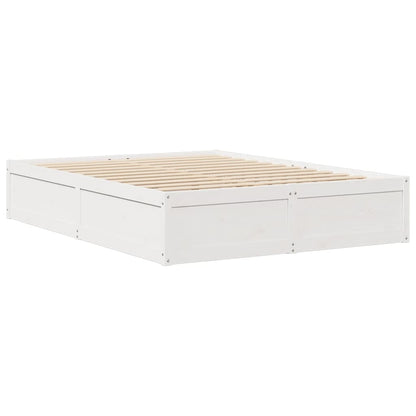 Bed Frame without Mattress White 140x190 cm Solid Wood Pine