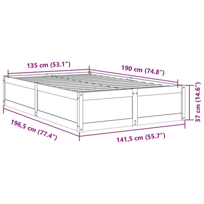 Bed Frame without Mattress White 135x190 cm Double Solid Wood Pine