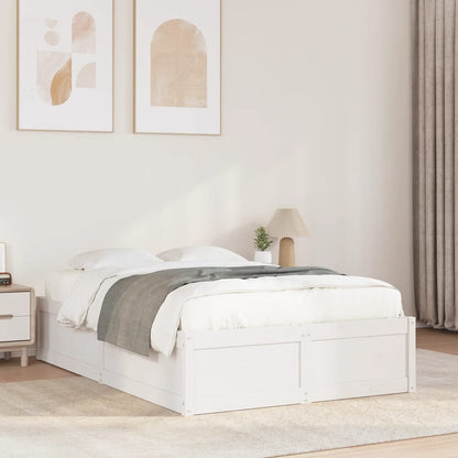 Bed Frame without Mattress White 135x190 cm Double Solid Wood Pine