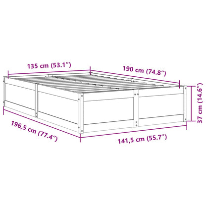 Bed Frame without Mattress Wax Brown 135x190 cm Double Solid Wood Pine