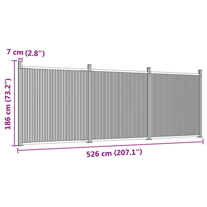 Fence Panel Grey 526x186 cm WPC