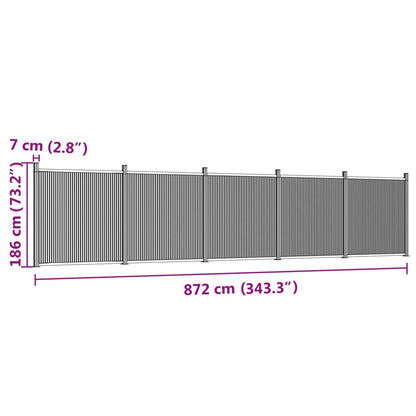 Fence Panel Grey 872x186 cm WPC