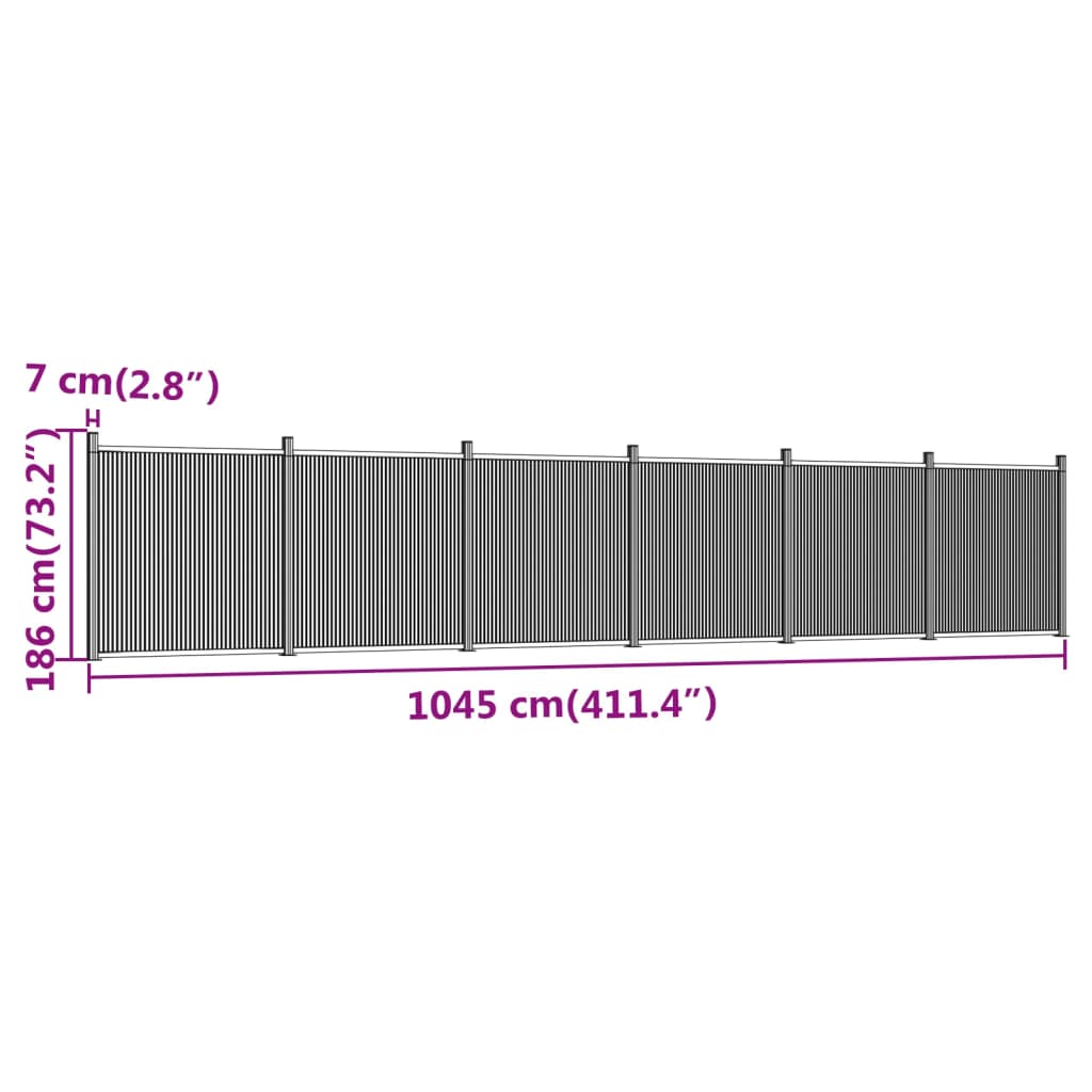 Fence Panel Grey 1045x186 cm WPC
