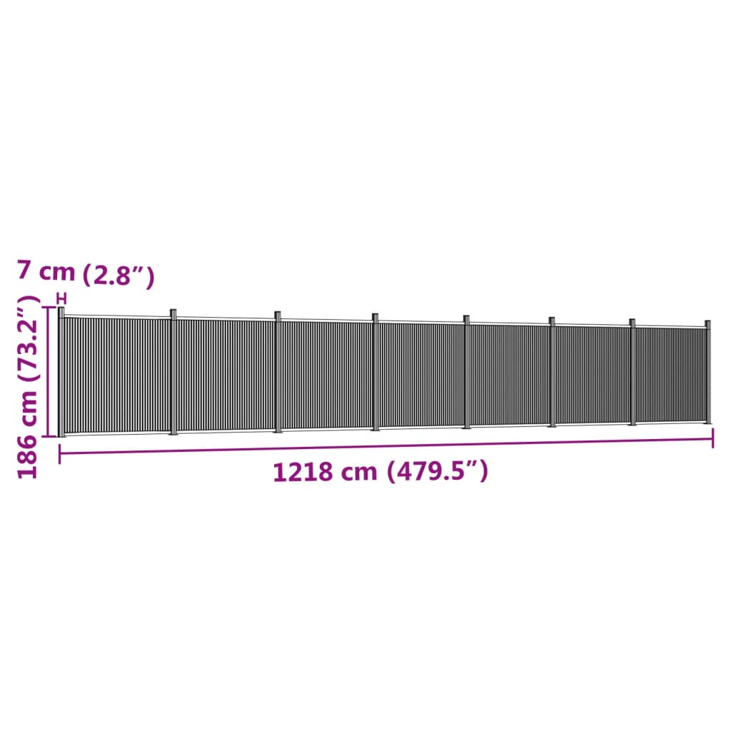 Fence Panel Grey 1218x186 cm WPC