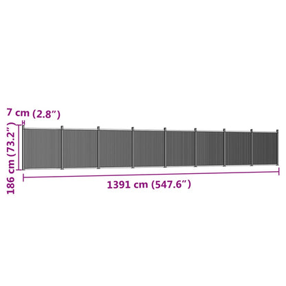 Fence Panel Grey 1391x186 cm WPC
