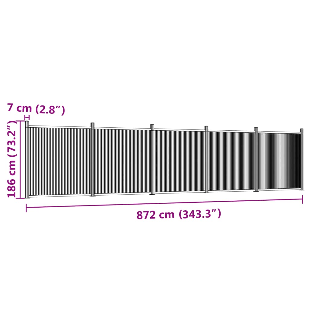 Fence Panel Brown 872x186 cm WPC