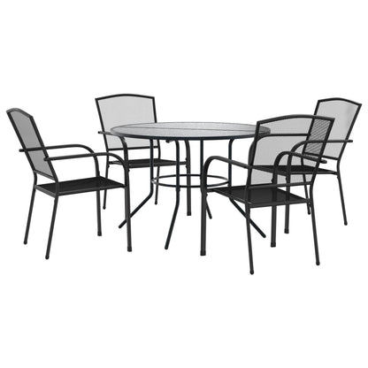 Stackable Garden Chair Set 5 pcs Anthracite Powder-coated Steel
