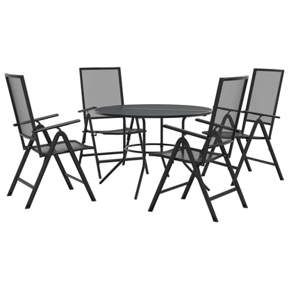 Reclining Garden Chair Set 5 pcs Anthracite Powder-coated Steel