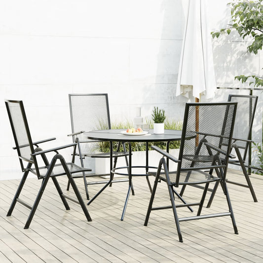 Reclining Garden Chair Set 5 pcs Anthracite Powder-coated Steel