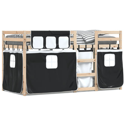 Bunk Bed without Mattress White&Black 80x200 cm Solid Wood Pine