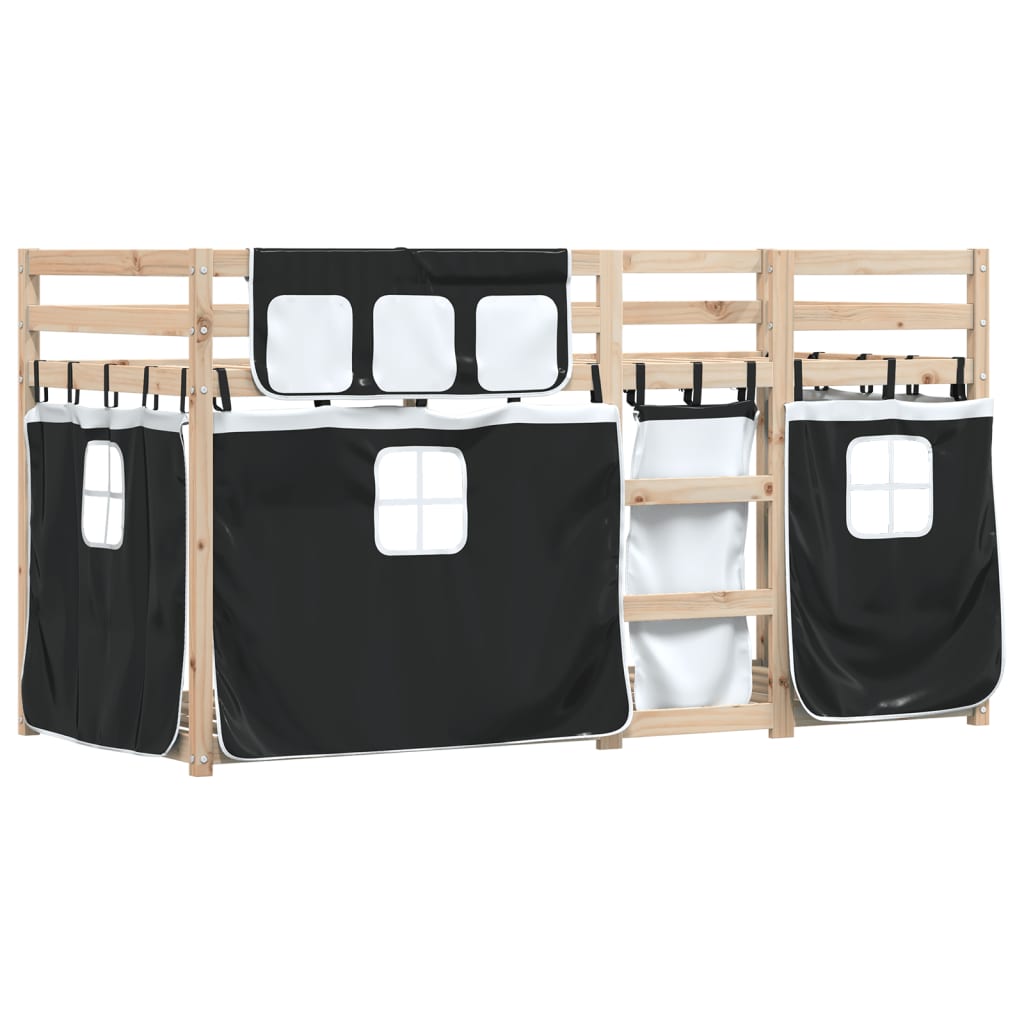Bunk Bed without Mattress White&Black 80x200 cm Solid Wood Pine