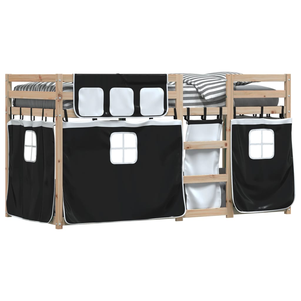 Bunk Bed without Mattress White&Black 80x200 cm Solid Wood Pine