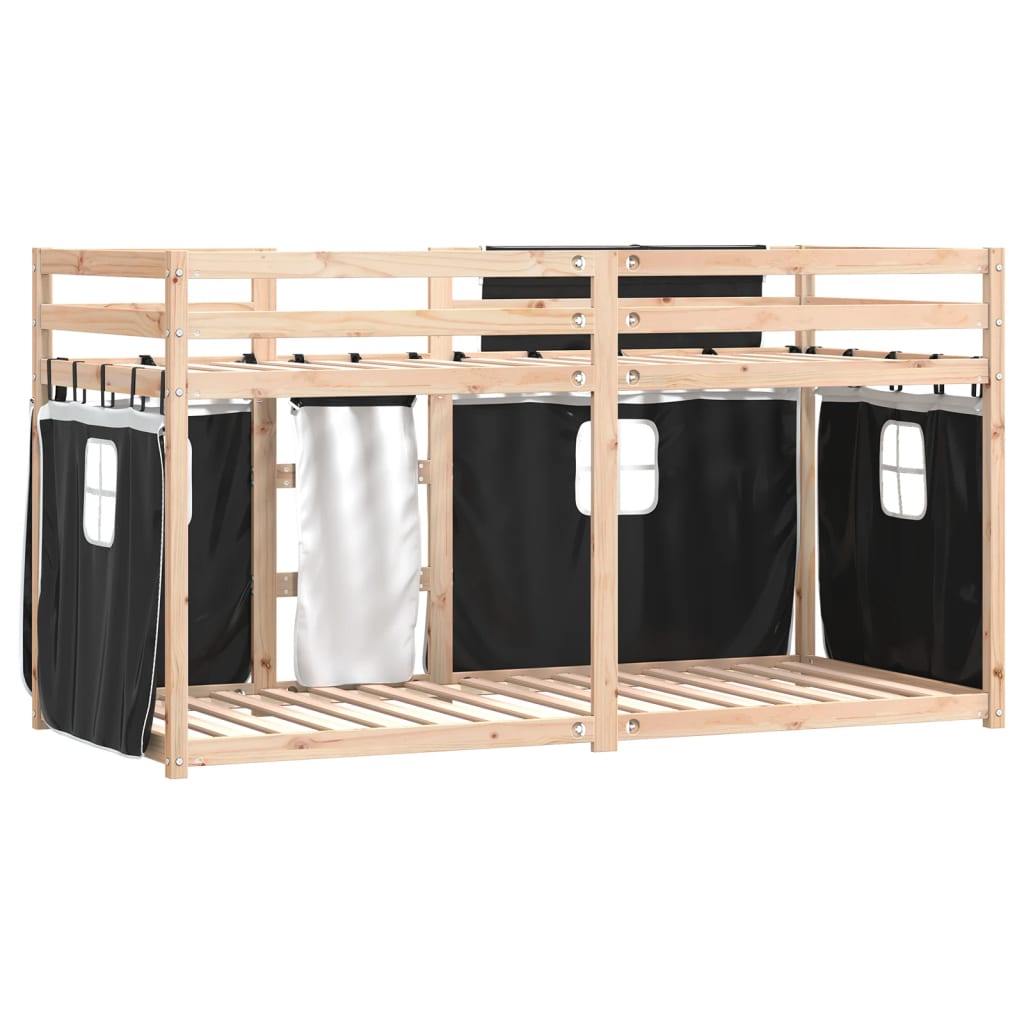 Bunk Bed without Mattress White&Black 80x200 cm Solid Wood Pine