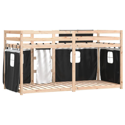 Bunk Bed without Mattress White&Black 80x200 cm Solid Wood Pine