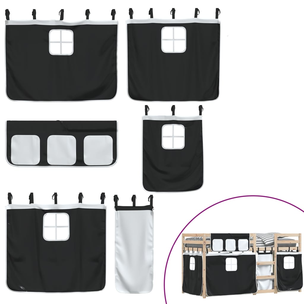 Bunk Bed without Mattress White&Black 80x200 cm Solid Wood Pine