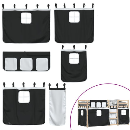 Bunk Bed without Mattress White&Black 80x200 cm Solid Wood Pine