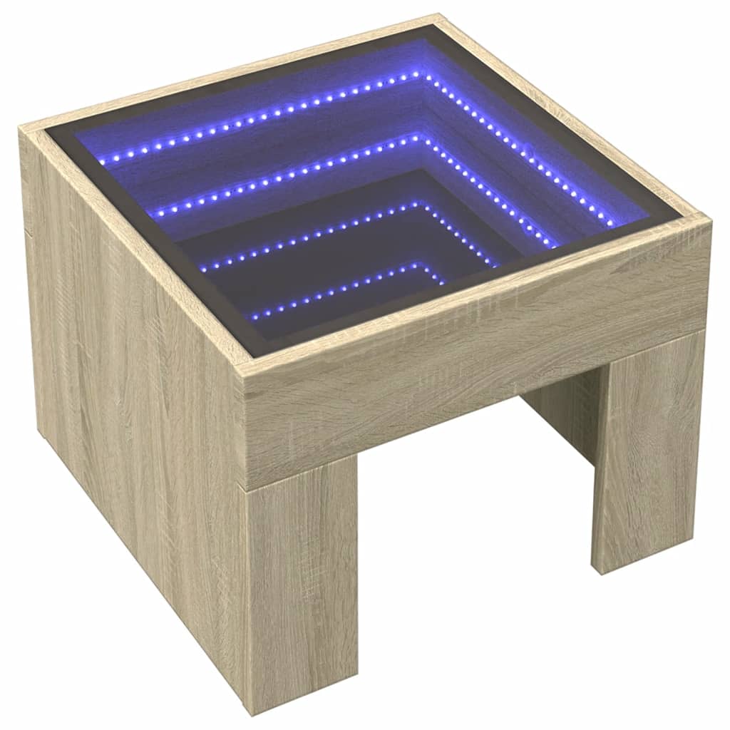 Bedside Table with Infinity LED Sonoma Oak 40x40x30 cm
