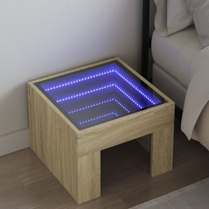 Bedside Table with Infinity LED Sonoma Oak 40x40x30 cm