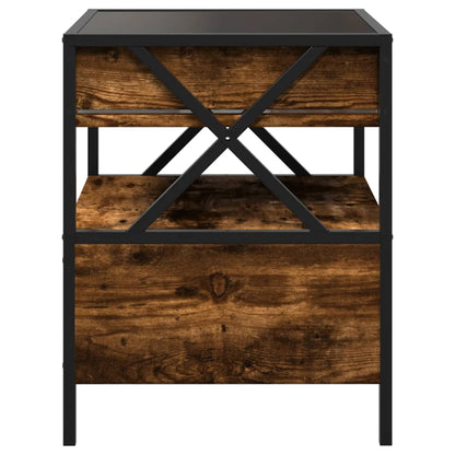 Bedside Table with Infinity LED Smoked Oak 40x40x51 cm