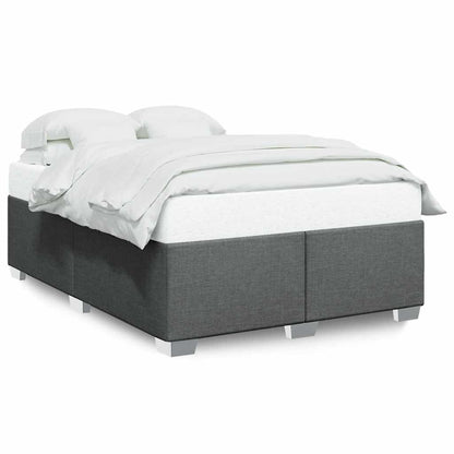 Bed Frame without Mattress Dark Grey Double Fabric