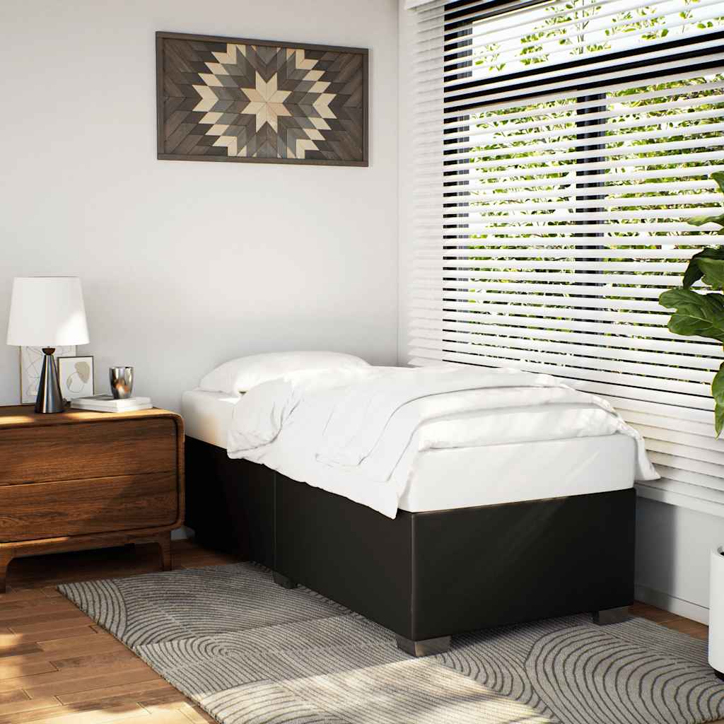 Bed Frame without Mattress Black Single Faux Leather