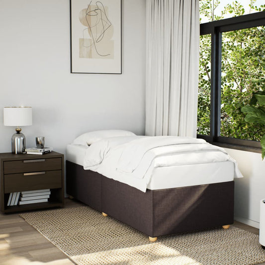 Bed Frame without Mattress Dark Brown 100x200 cm Fabric