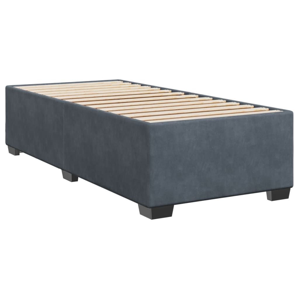 Box Spring Bed with Mattress Dark Grey 90x200 cm Velvet