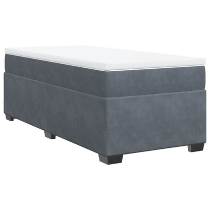 Box Spring Bed with Mattress Dark Grey 90x200 cm Velvet