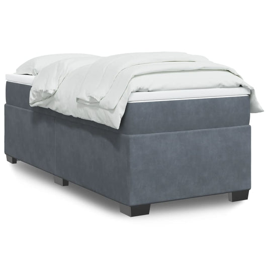 Box Spring Bed with Mattress Dark Grey 90x200 cm Velvet