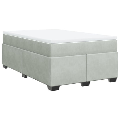 Box Spring Bed with Mattress Light Grey 120x200 cm Velvet