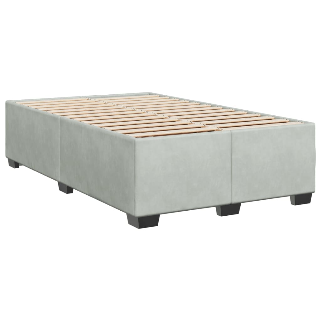 Box Spring Bed with Mattress Light Grey 120x200 cm Velvet
