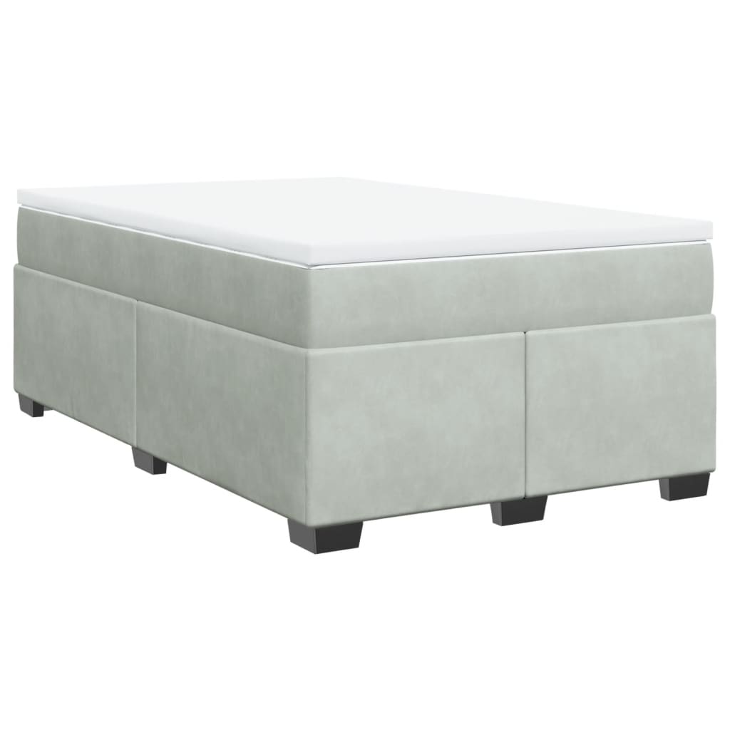 Box Spring Bed with Mattress Light Grey 120x200 cm Velvet