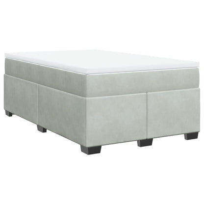 Box Spring Bed with Mattress Light Grey 120x200 cm Velvet