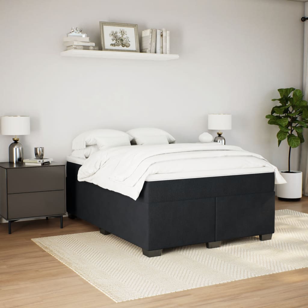 Box Spring Bed with Mattress Black 140x200 cm Velvet