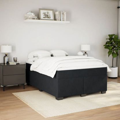 Box Spring Bed with Mattress Black 140x200 cm Velvet